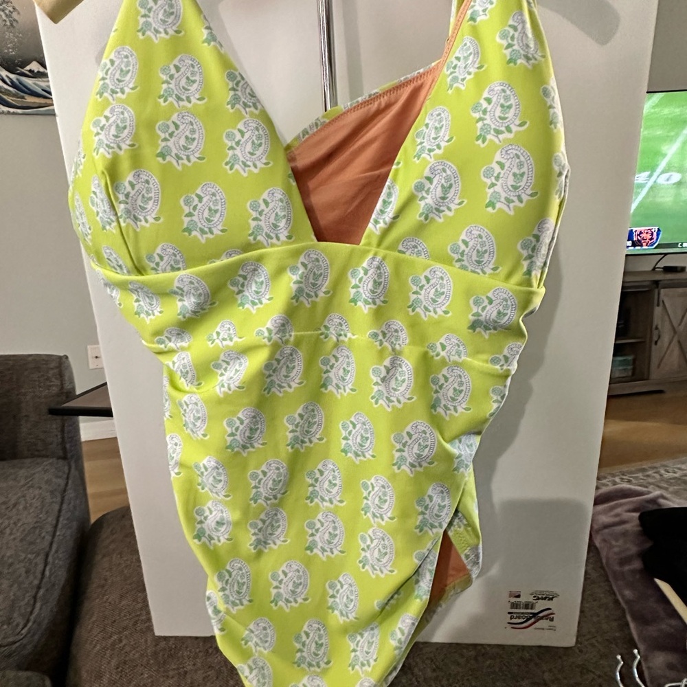 J. Crew Yellow One Piece Swimsuit with Plunging V-Neck